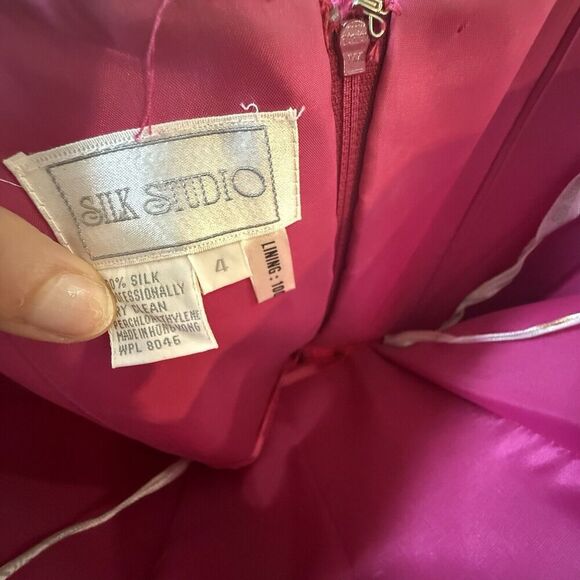 Y2K Silk Studio Hot Pink 100% Silk Strapless Prom Homecoming Dress Size 4 166 - Picture 8 of 14